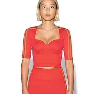 IVY PARK x Adidas Circular Knit Crop Top in Deep Coral - Women's size 32D / XS